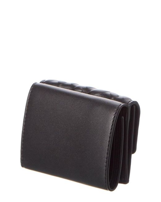 Fendi Gray Micro Trifold Leather Wallet