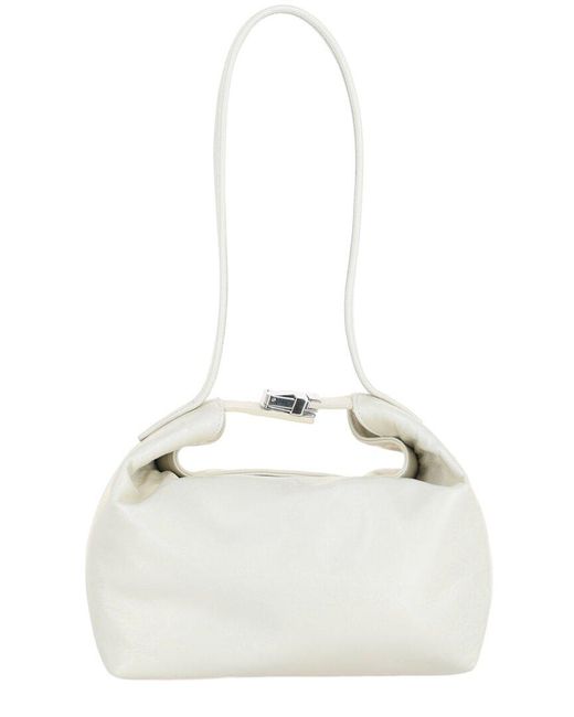 By Far Natural Bea Creased Leather Shoulder Bag