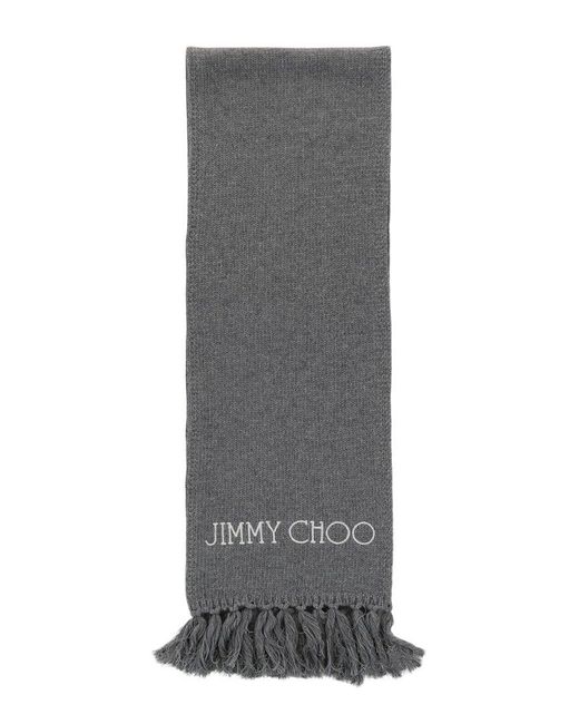 Jimmy Choo Gray Wool Scarf