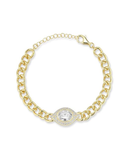 Chloe and Madison Metallic 14k Over Silver Cz Chunky Evil Eye Bracelet