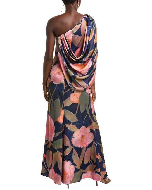THEIA Red Abby One-Shoulder Gown