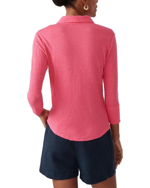 J.McLaughlin Red Brynn Linen-Blend Top