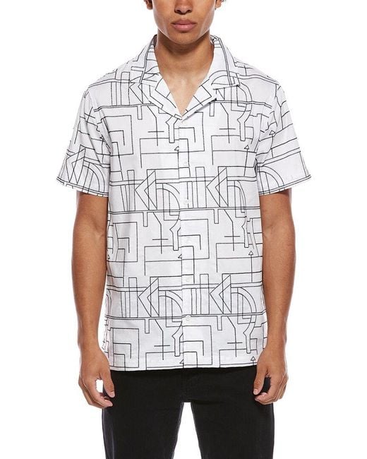 Karl Lagerfeld White Camp Collar Shirt for men