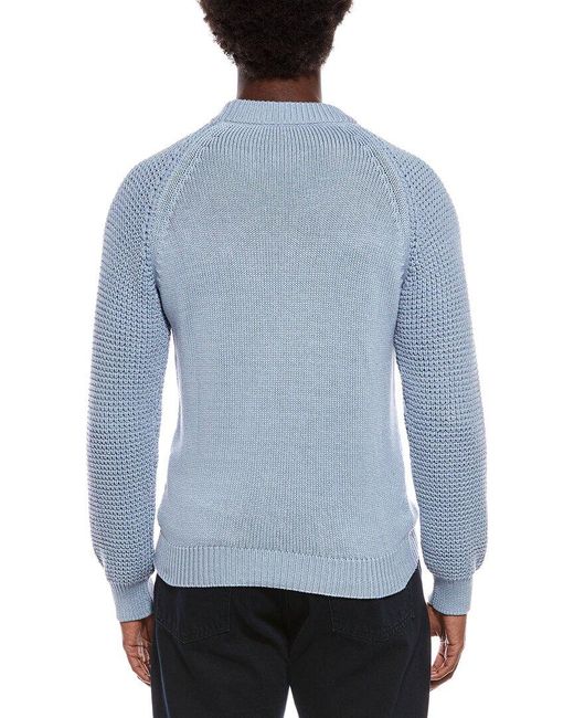 Isaia Blue Silk-Blend Crewneck Sweater for men