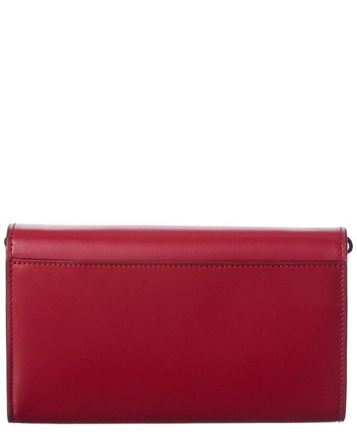 Burberry Red Leather Wallet On Chain