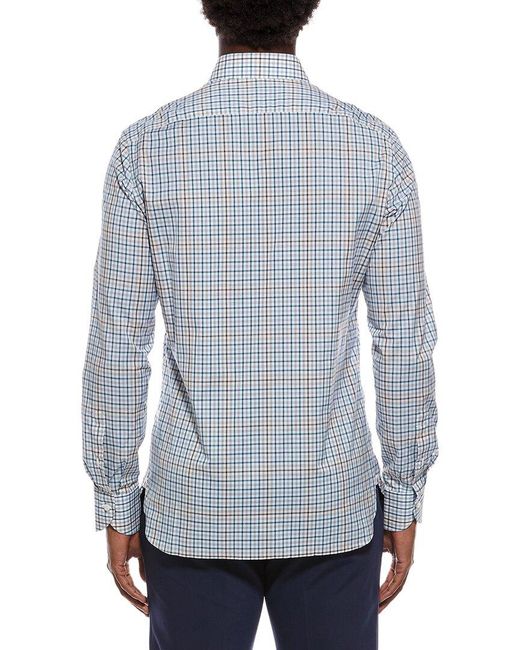 Isaia Blue Linen Dress Shirt for men
