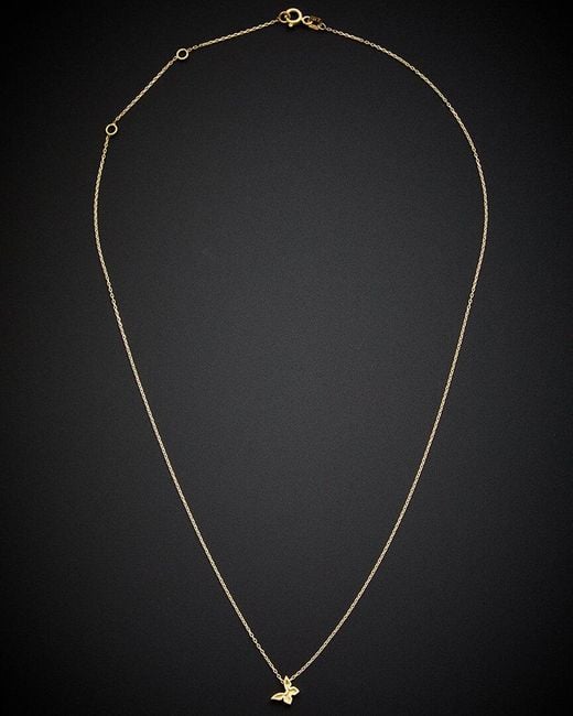 Italian Gold Black 14k Dainty Butterfly Pendant Necklace