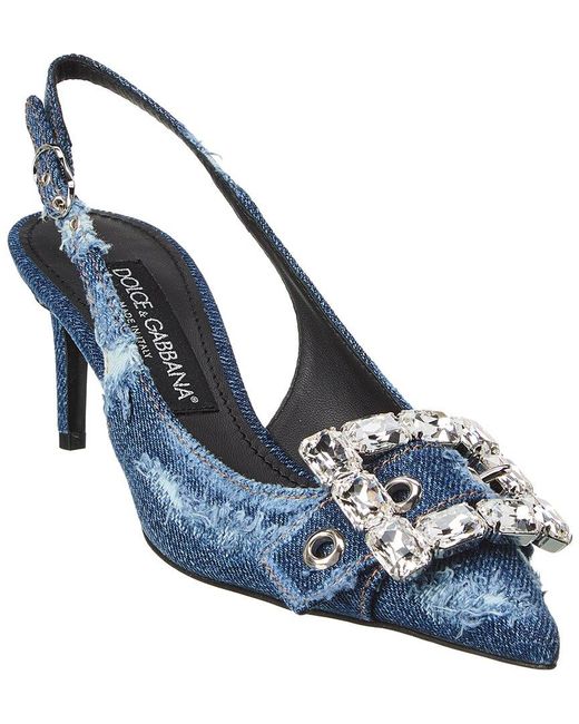 Dolce & Gabbana Dg Logo Denim Slingback Pump in Blue | Lyst Australia