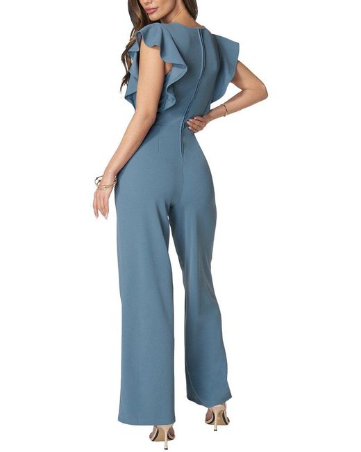 Bebe Blue Flutter Sleeve Core Jumpsuit