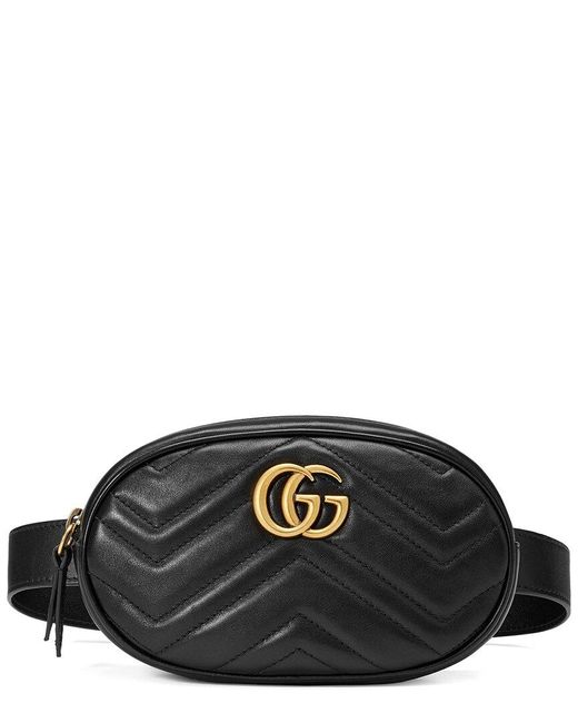 Gucci Black GG Marmont Matelasse Leather Belt Bag