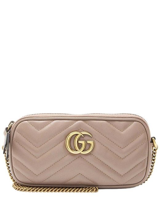 Gucci Gray Beige Matelasse Leather GG Marmont Small Crossbody (authentic Pre-loved)