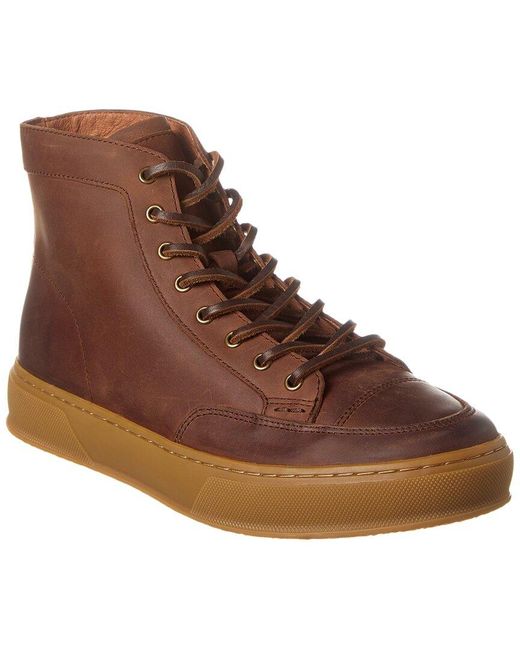 Frye Brown Hoyt Mid Lace Leather Sneaker for men