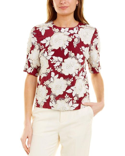 Etro Red Boxy Silk Top