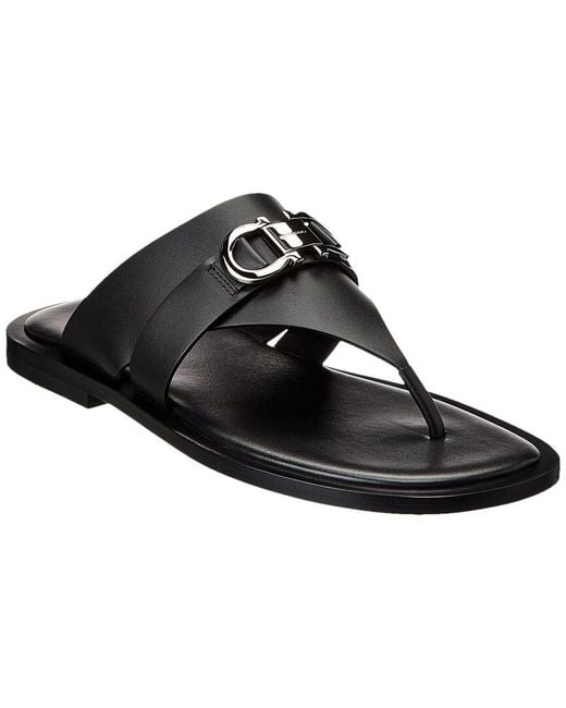 Ferragamo Black Domani Ornament Leather Sandal for men