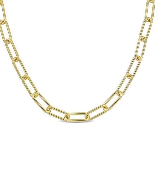 Italian Silver Metallic 18k Over Paperclip Chain Necklace