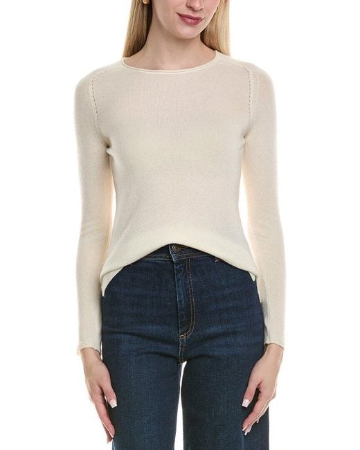 Sofiacashmere Blue Crewneck Wool & Cashmere-Blend Sweater