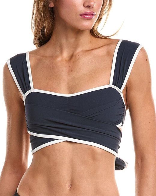 Reiss Blue Cristina Wrap Top