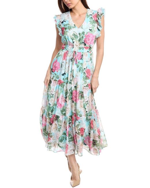 Anne Klein White Drawstring Waist Maxi Dress