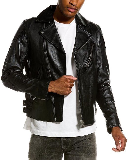 DIESEL Krampis Leather Jacket in Black for Men Lyst