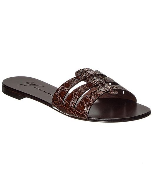 Giuseppe Zanotti Brown Anuvorock Croc-Embossed Leather Sandal