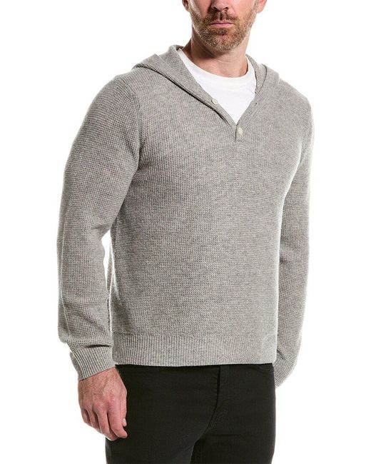 NAADAM Waffle Stitch Wool Cashmere Blend Henley Hoodie in Grey for Men Lyst UK