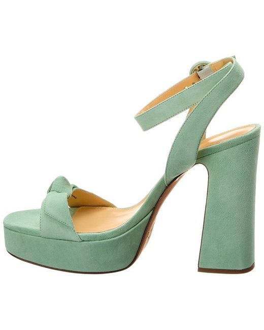 Alexandre Birman Green Clarita Curve 120 Suede Platform Sandal