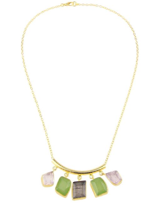 Saachi Metallic Gemstone Drop Long Necklace