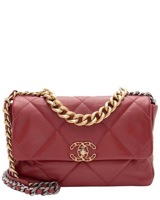 Chanel Red Goatskin 19 Large Flap Shoulder Bag (authentic Pre-loved)