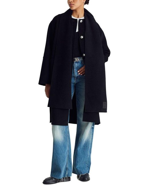 Dawn Levy Blue Claude Double Face Scarf Coat