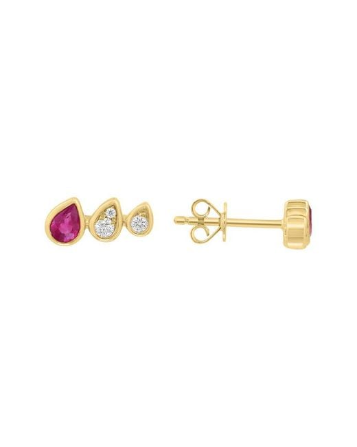 Effy Fine Jewelry Metallic 14K 0.57 Ct. Tw. Diamond & Ruby Earrings