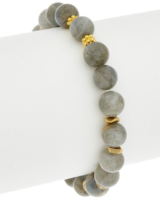Rachel Reinhardt Jewelry Gray 14k Over Silver Labradorite Stretch Bracelet