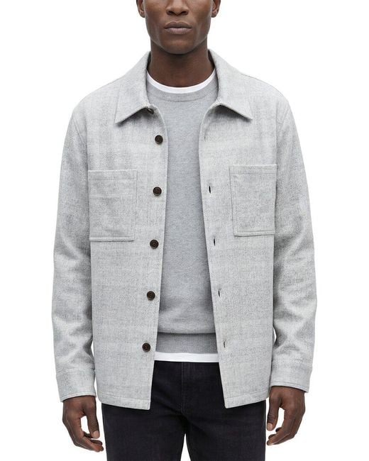 Theory Gray Knit Wool-Blend Overshirt for men