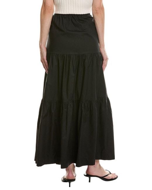 Nia Black Cora Tiered Maxi Skirt