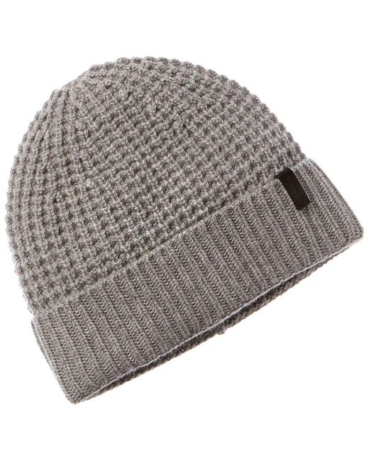 Vince Gray Chunky Thermal Stitch Cuffed Wool & Cashmere-blend Hat for men
