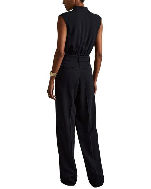 Reiss Black Sara Tux Detail Jumpsuit
