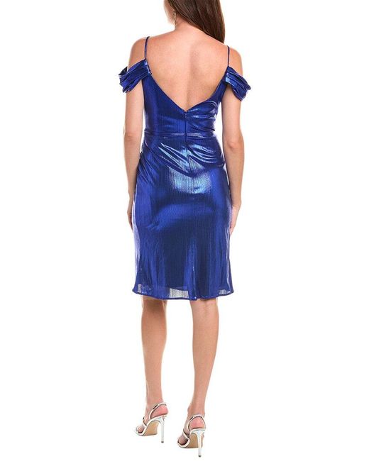 Rene Ruiz Blue Ruched Cocktail Dress