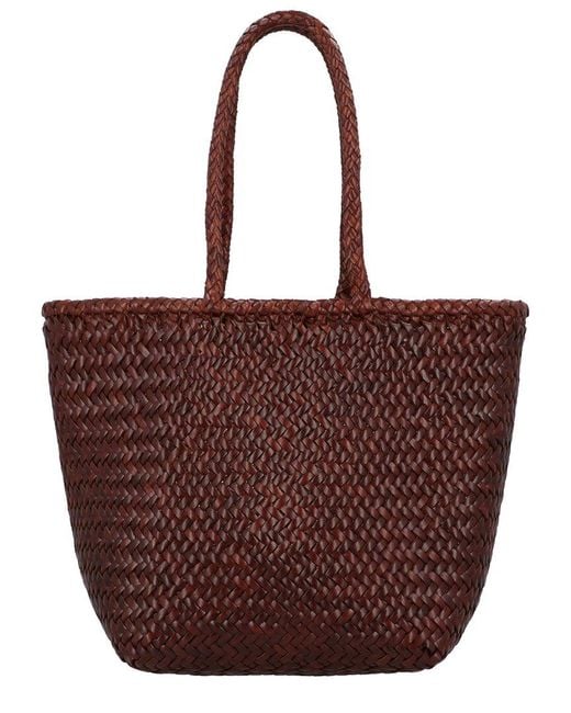 Dragon Diffusion Red Grace Basket Small Leather Top Handle Bag