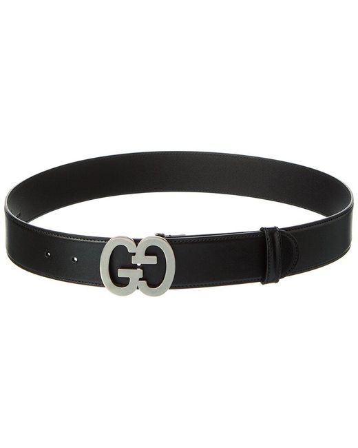 Wide leather belt with Double G buckle