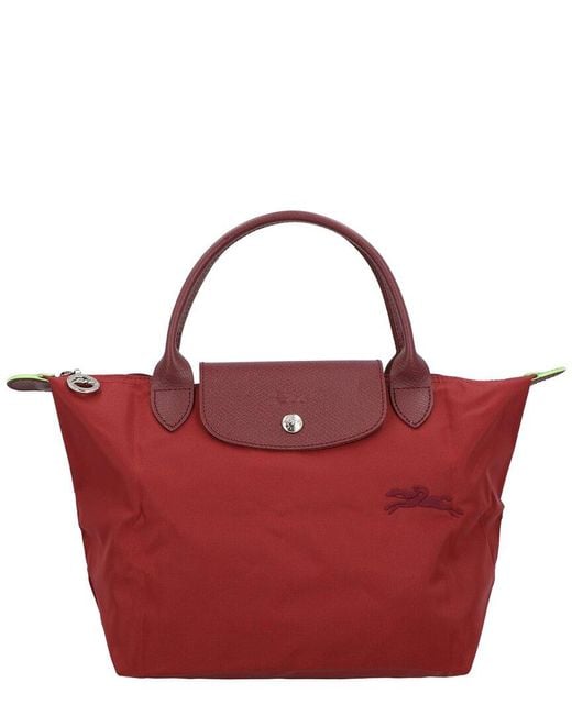 Longchamp Red Le Pliage Green Nylon Tote