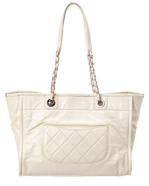 Chanel Large Deauville Tote Woven Chain Leather Logo 21S – Coco