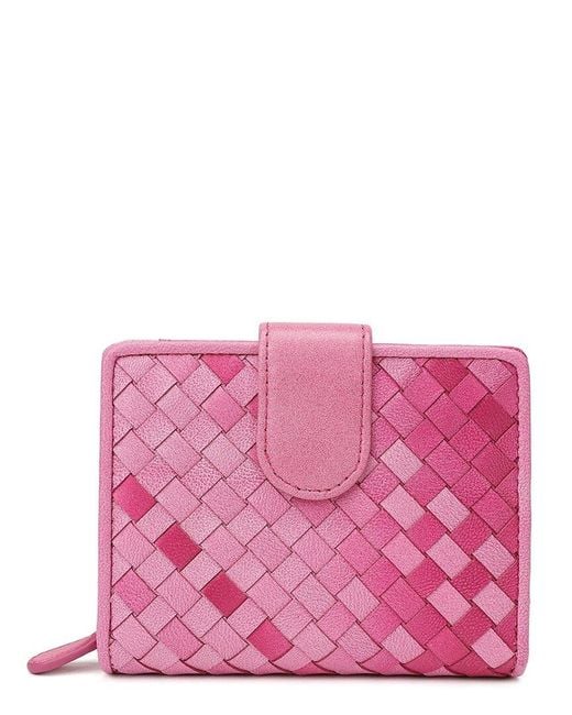 Tiffany & Fred Paris Pink Woven Leather Wallet