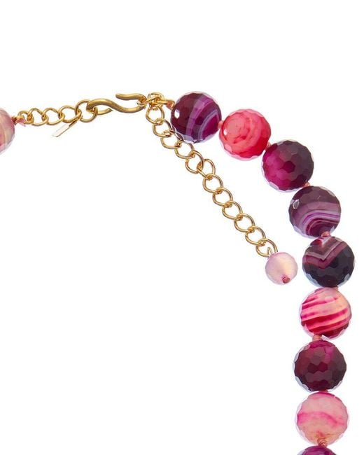 Kenneth Jay Lane Pink Plated Agate Beaded Necklace