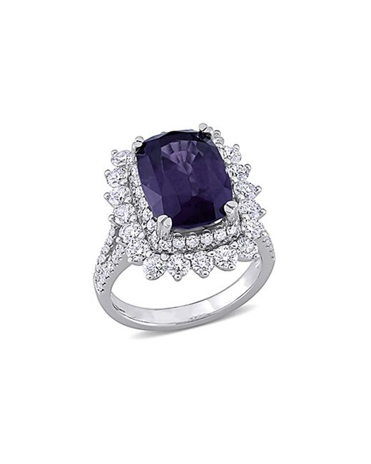 Diamond Select Cuts Blue 14k 7.91 Ct. Tw. Diamond & Purple Spinel Cocktail Ring