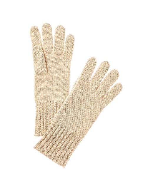 Hannah Rose White Lurex Cashmere Gloves