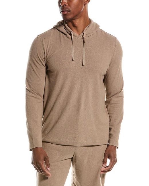 Hanro Brown Loungy Summer Linen-blend Hoodie for men