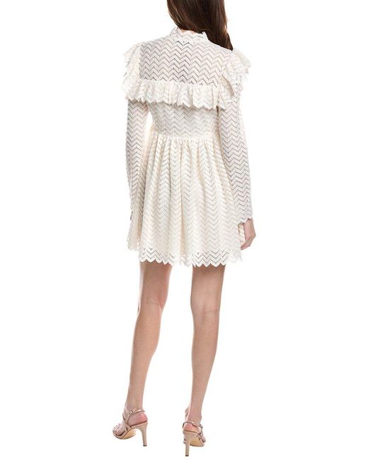 Rebecca Taylor White Chevron Lace Mini Dress