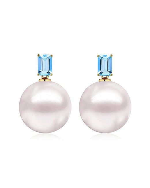 Kai Fine Jewelry Multicolor 14K 1.30 Ct. Tw. Topaz & 12-13Mm Pearl Drop Earrings