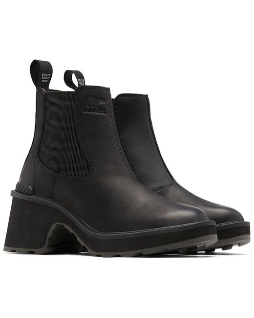Sorel Hi-line Heel Suede & Leather Boot in Black | Lyst