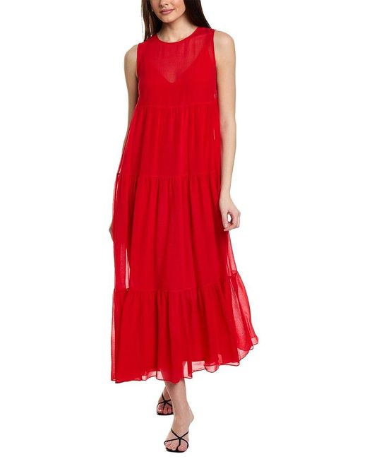 Max Mara Red Studio Fago Silk-blend Maxi Dress