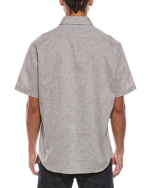 Tailorbyrd Gray Yarn Dyed Melange Linen-Blend Shirt for men